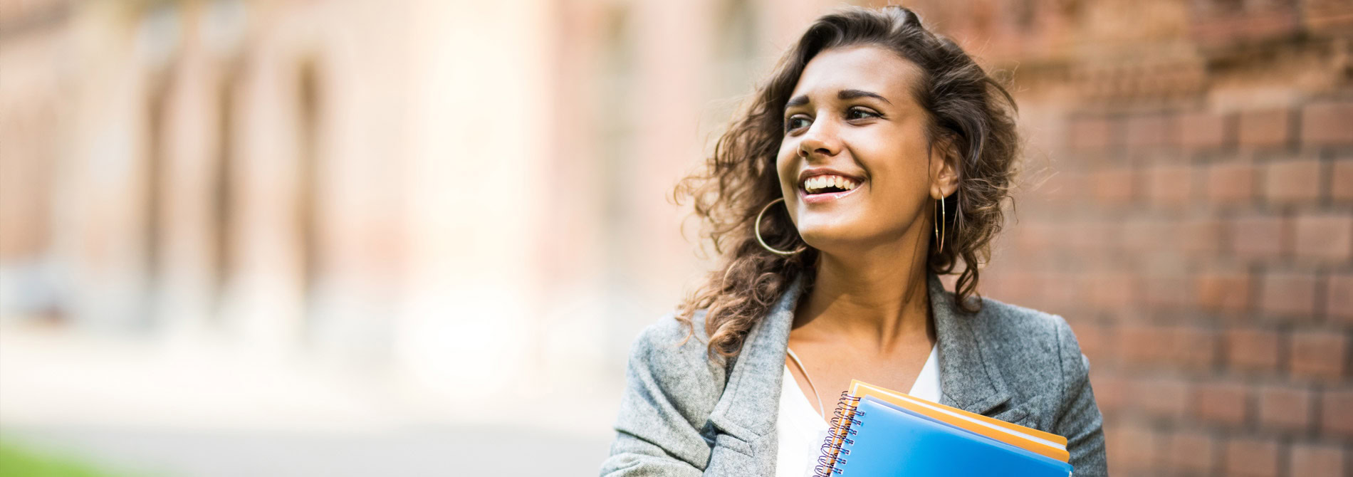 smiling woman in college
