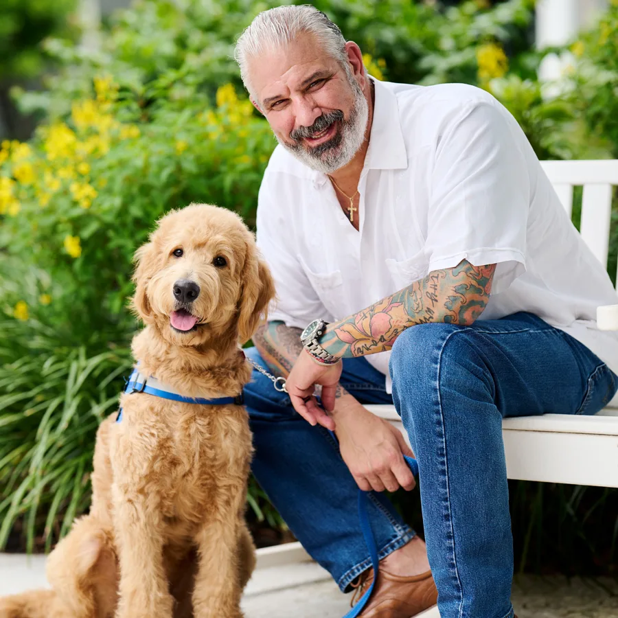 Steve Campana and therapy dog Mac